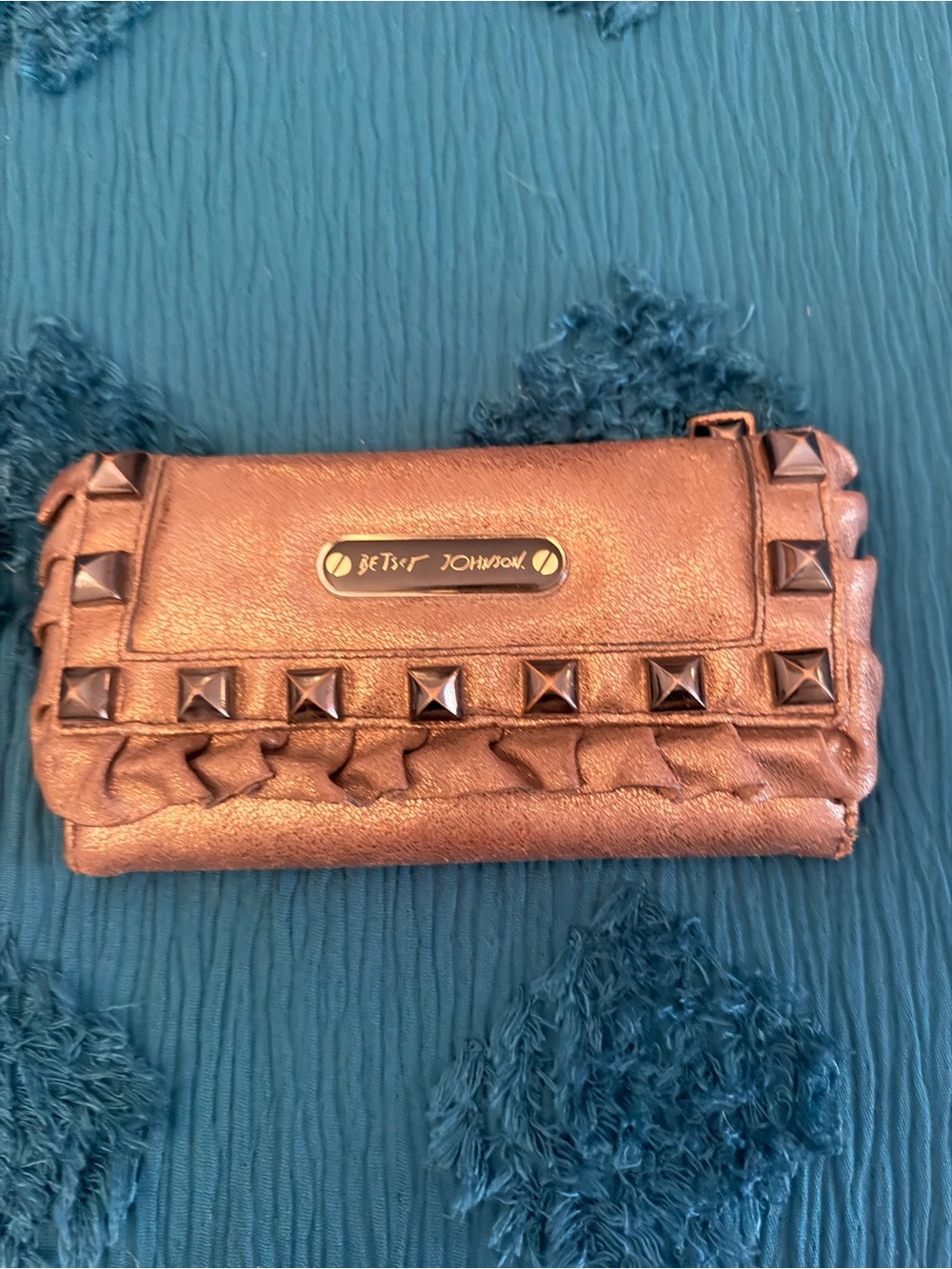 Vintage Y2K Betsey Johnson Metallic Bronze Studded Wallet